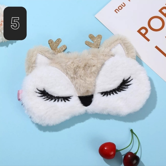 2sets Eye cover sleeping mask plush christmas gift fluff cute deer - Picture 6 of 12